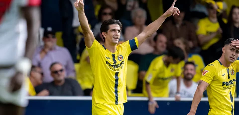 Villarreal player celebrating goal during La Liga match
