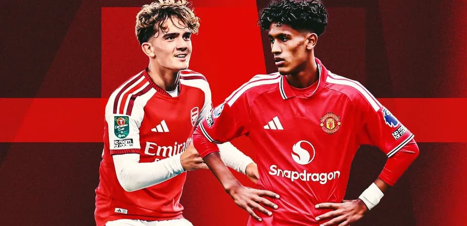 Players from Arsenal and Manchester United posing together