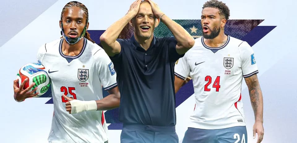 England players and coach during a match celebration