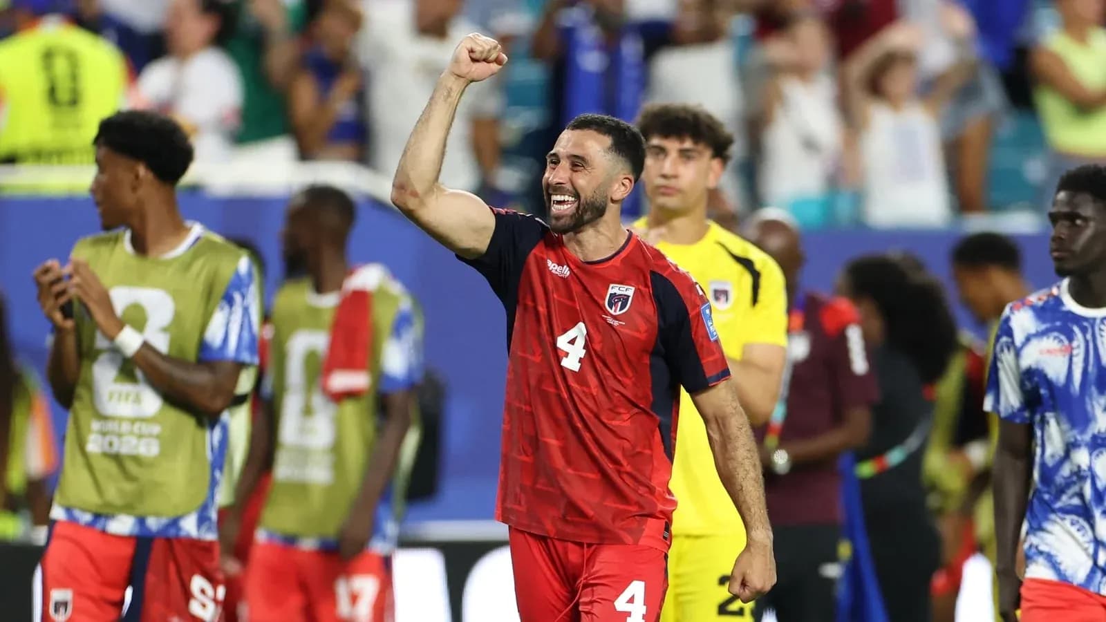 Player celebrating victory after a match