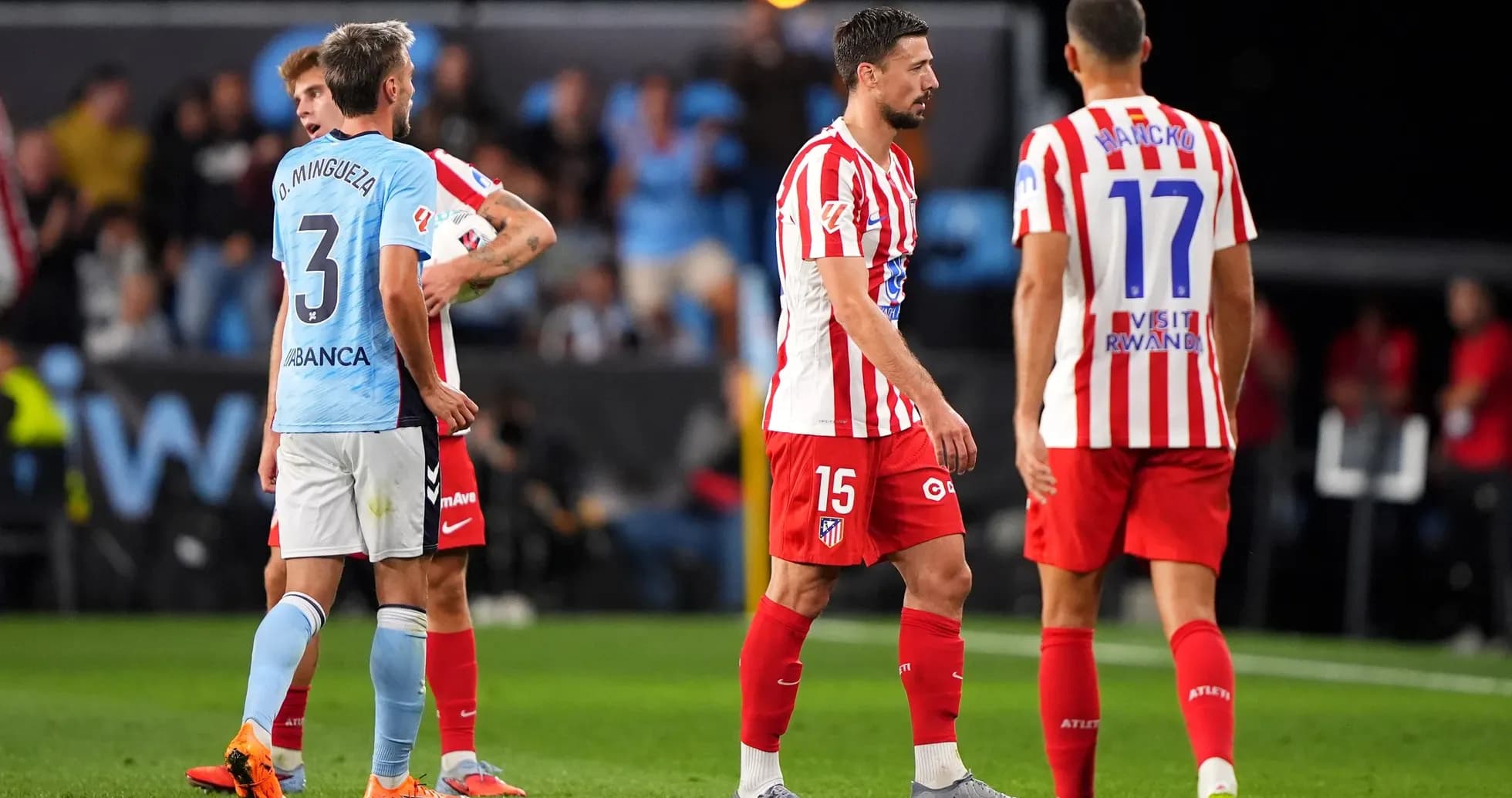 Atletico Madrid players during match against Celta Vigo