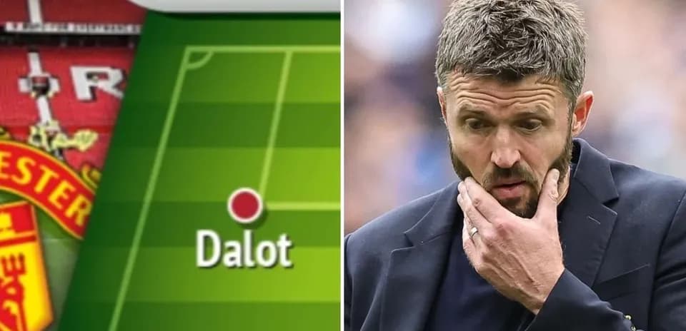 Tactical board showing Dalot's position and coach's concern