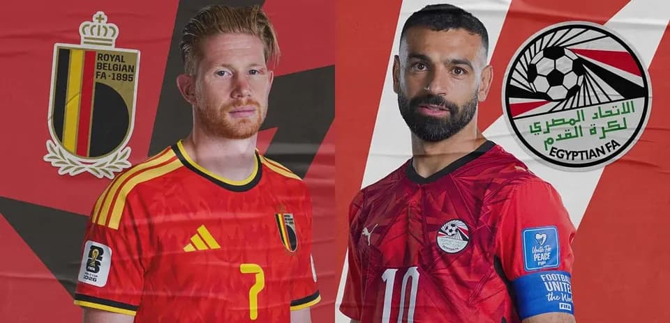 Belgium and Egypt players for World Cup match