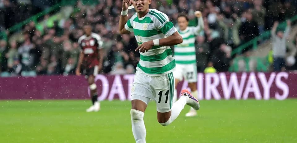 Celtic player celebrating a goal during match