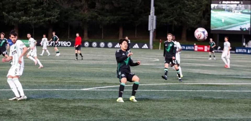 Player controlling the ball during Austin II match