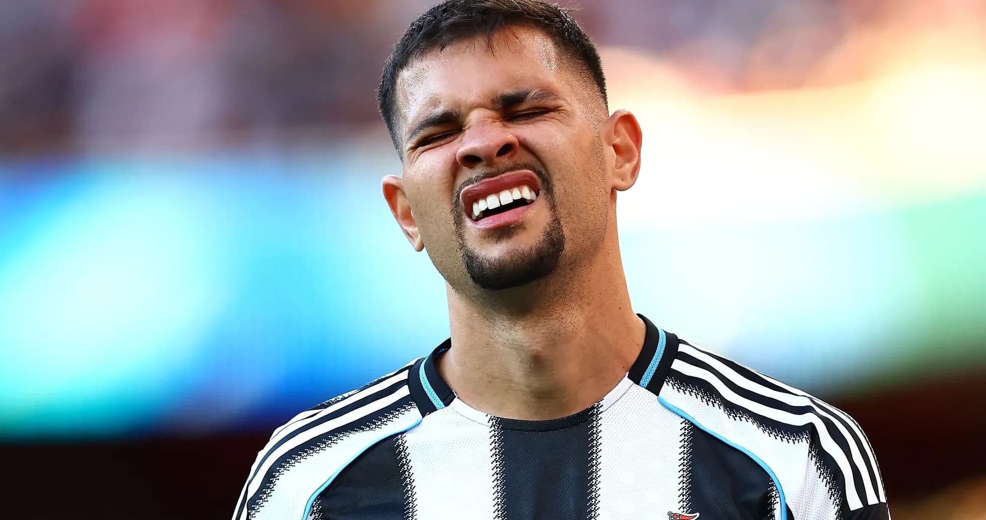 Player reacting on the field during match