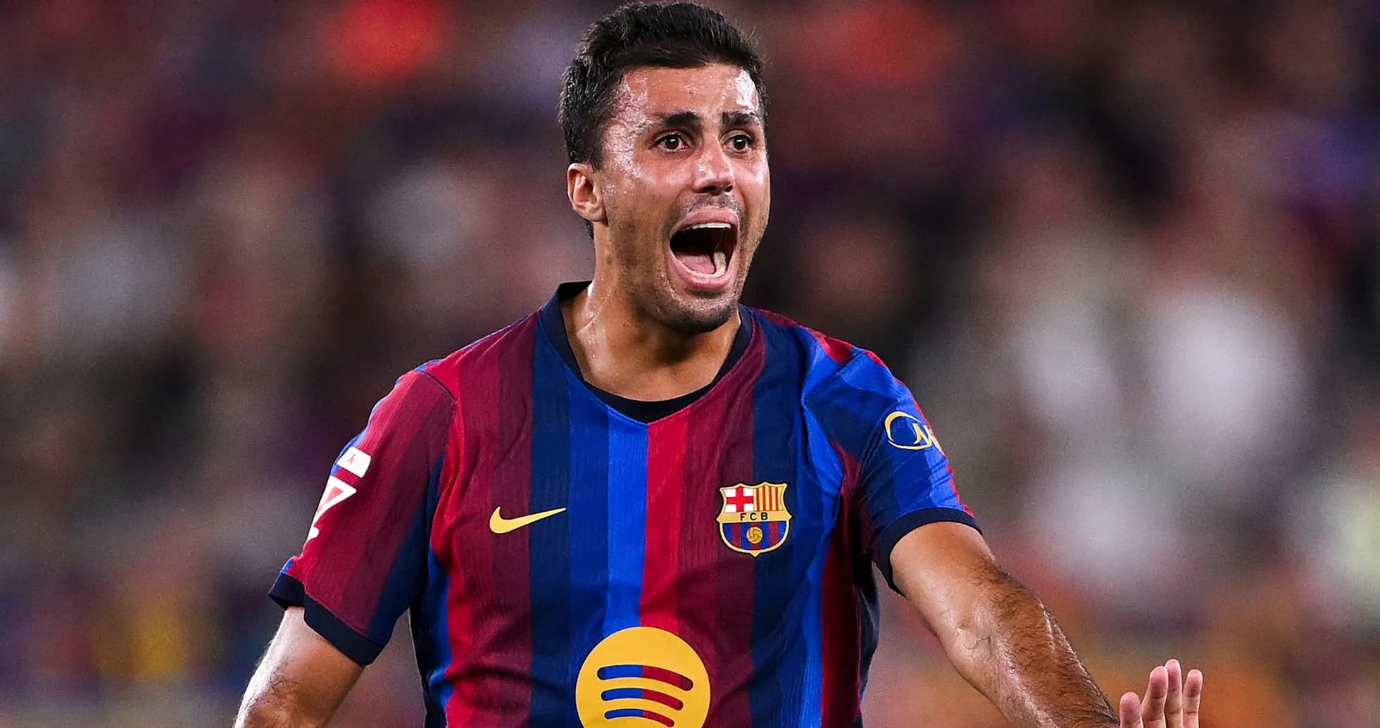 Player celebrating during a match for FC Barcelona