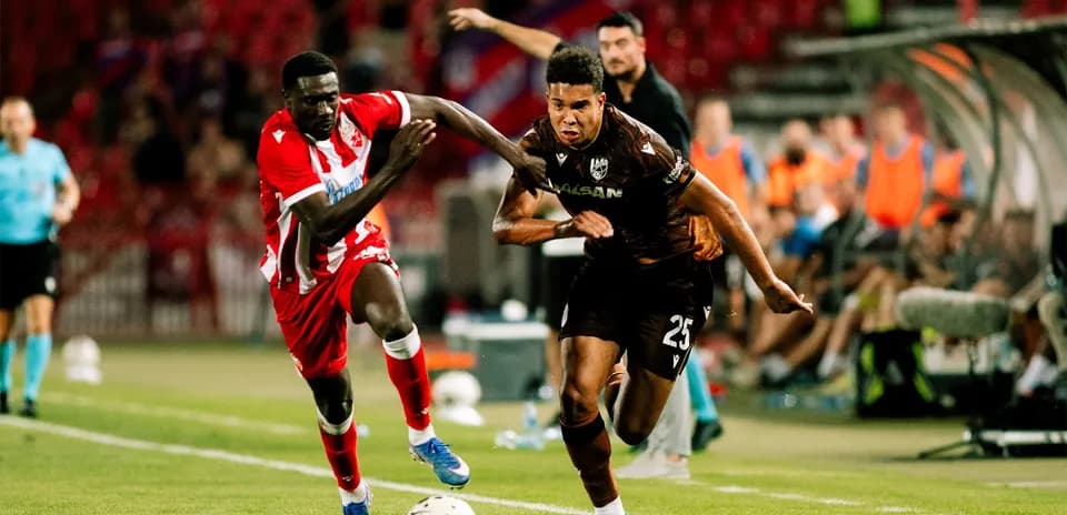 Player sprinting during Plzen vs FK Crvena Zvezda match