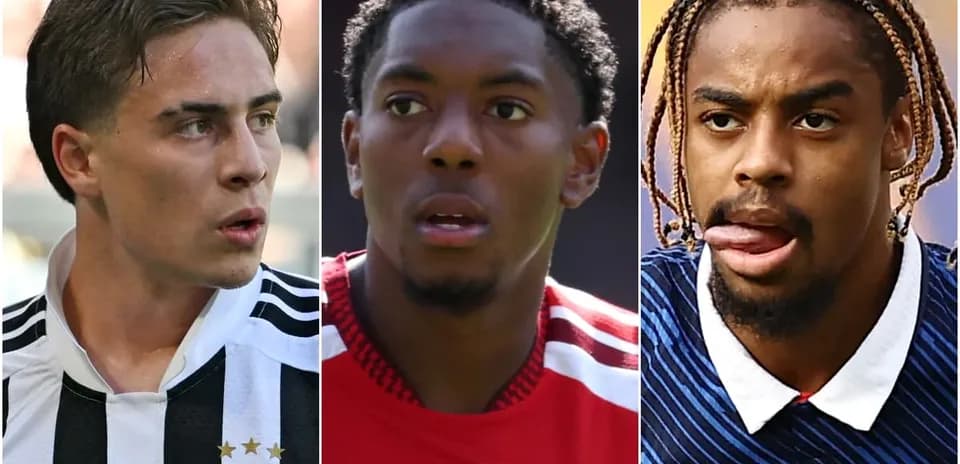 Three football players in different team kits