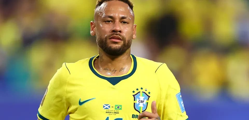 Neymar wearing Brazil national team jersey during match
