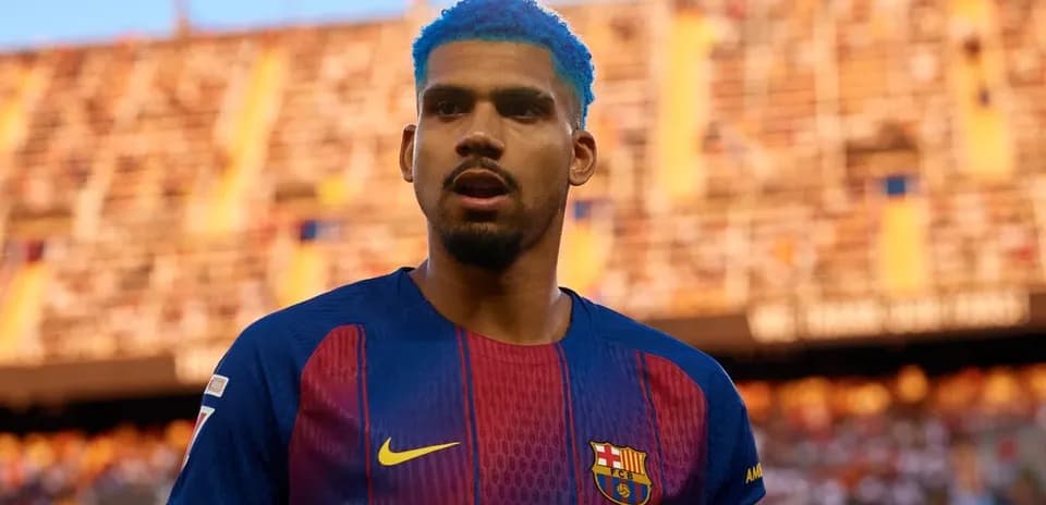 Player in Barcelona jersey during match at stadium