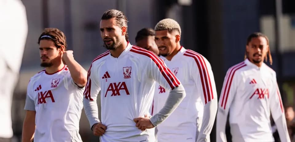 Liverpool players during training session on the pitch
