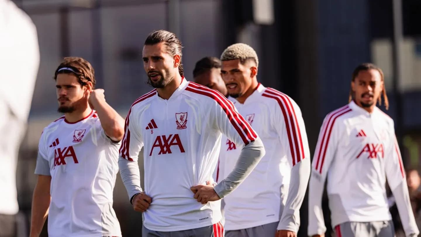 Liverpool players during training session on the pitch