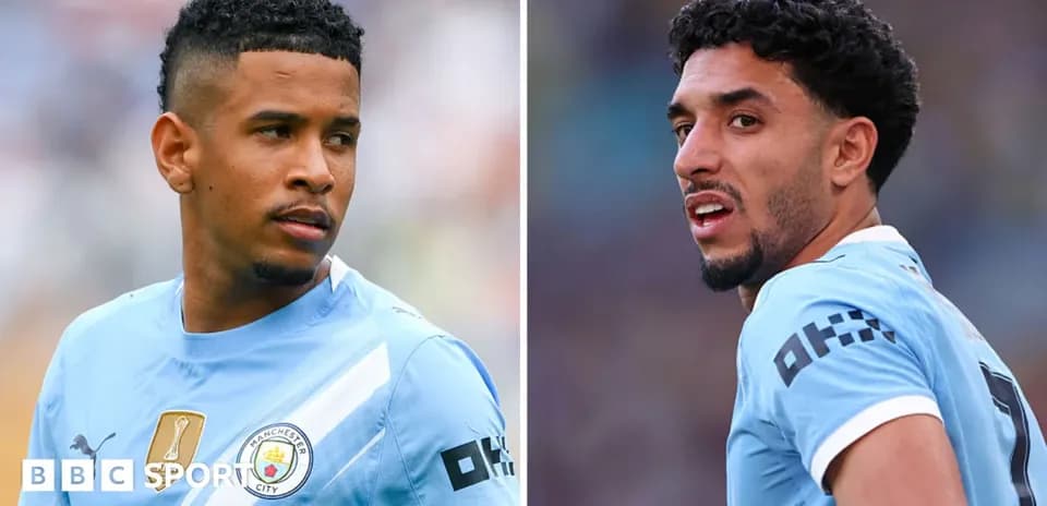 Two Manchester City players in training kits