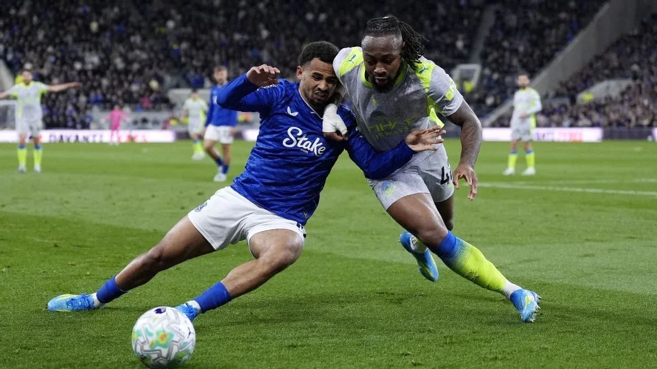 Players battling for the ball on the field