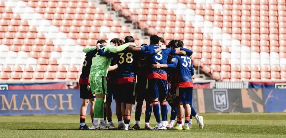 Real Monarchs players huddling before match