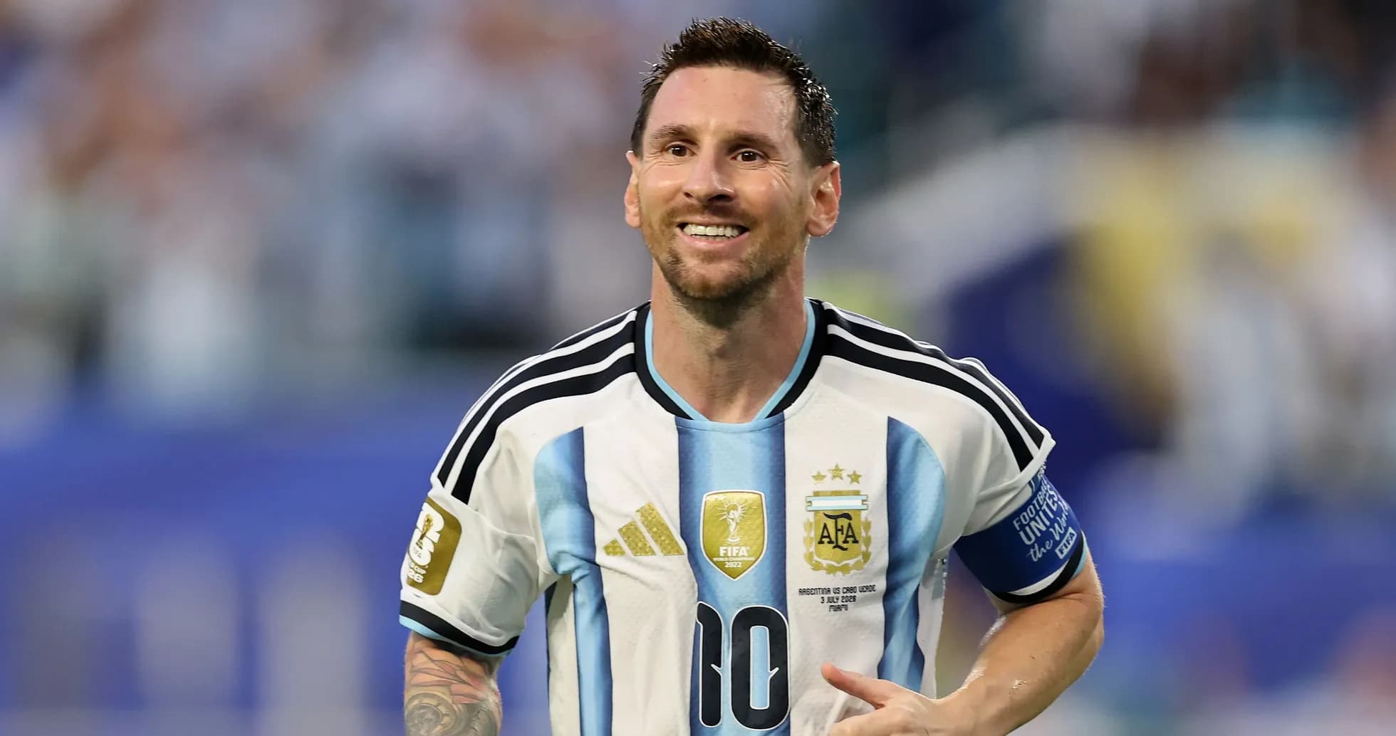 Lionel Messi celebrating during a match for Argentina