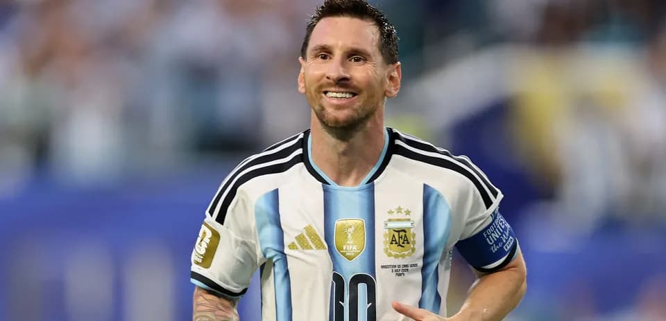 Lionel Messi celebrating during a match for Argentina