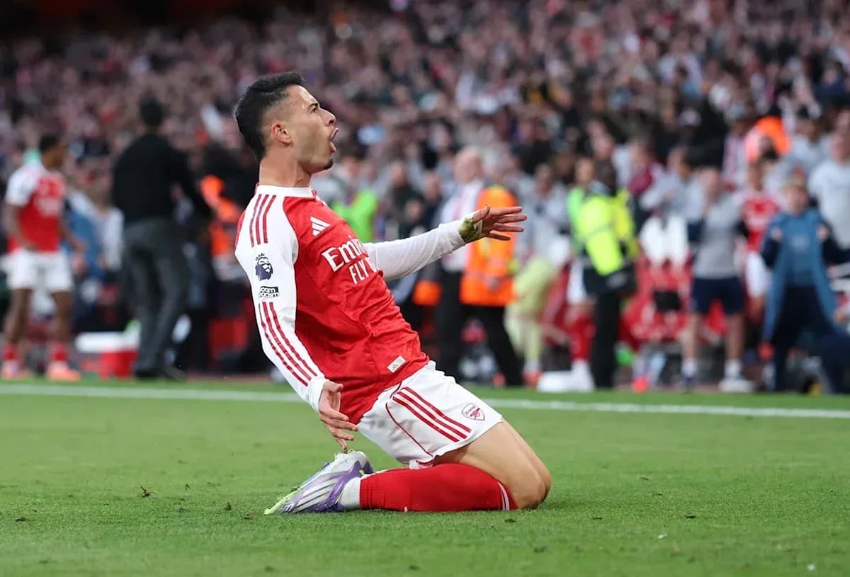 Arsenal player celebrating goal on the pitch