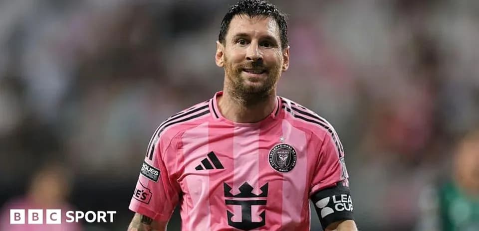 Lionel Messi in pink Inter Miami jersey on field