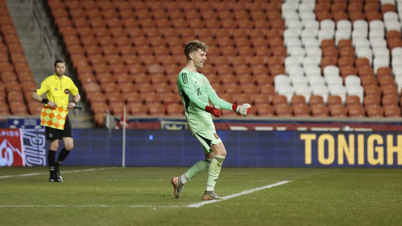 Goalkeeper celebrating during match against Colorado Rapids II