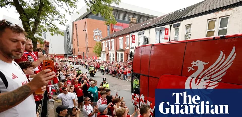 Liverpool fans welcoming team bus outside stadium