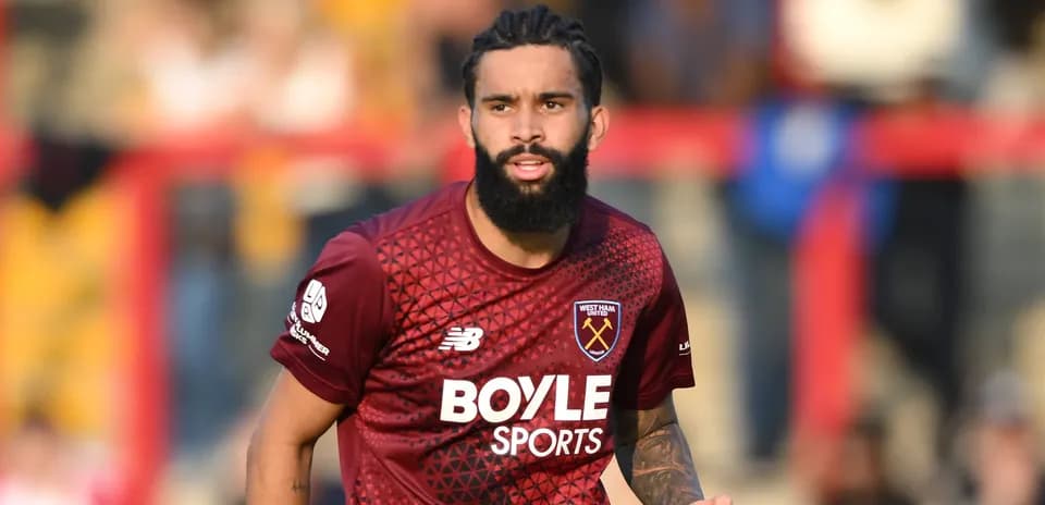 Player wearing West Ham United jersey during match