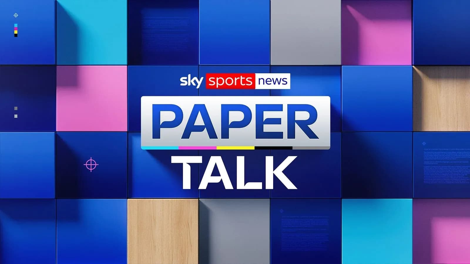Sky Sports News Paper Talk graphic with colorful tiles