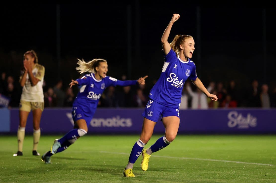 Everton player celebrating goal during match