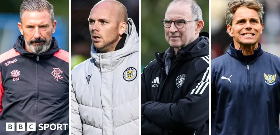 Four football managers during a match day