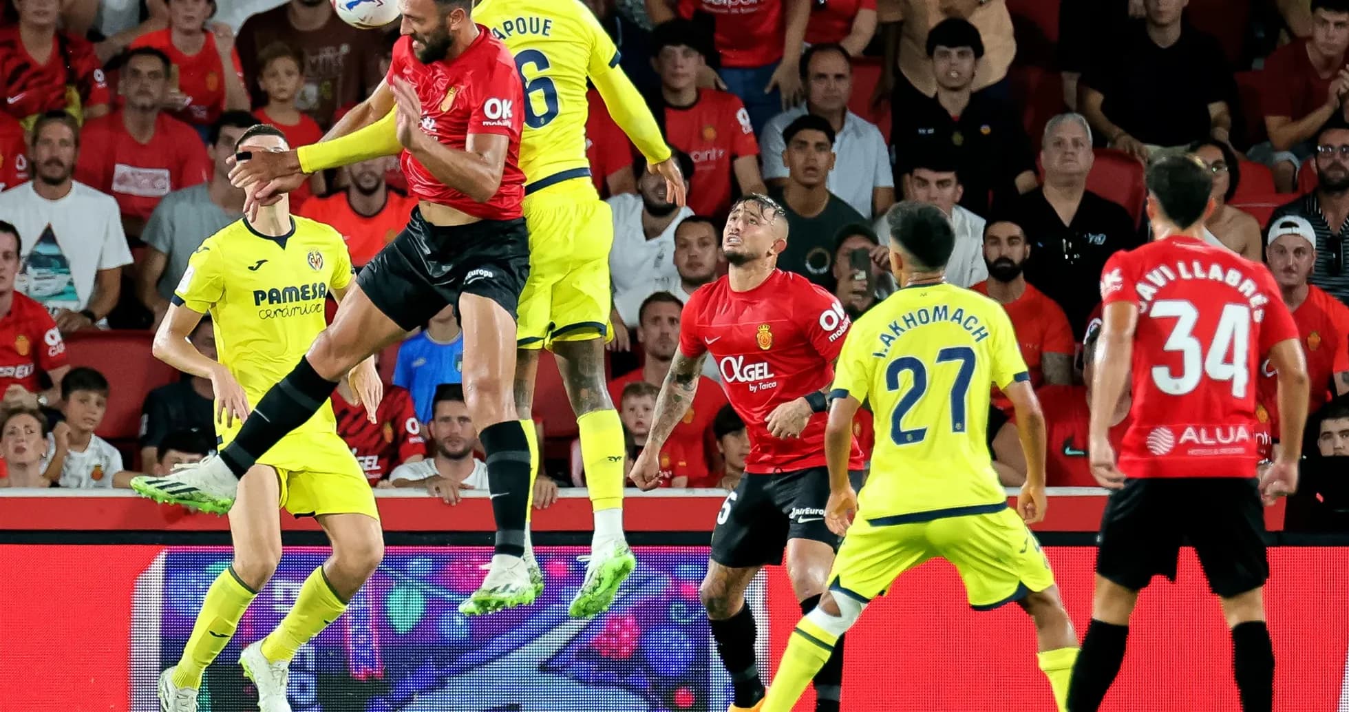 Mallorca player jumping to head the ball