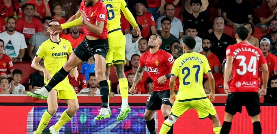 Mallorca player jumping to head the ball