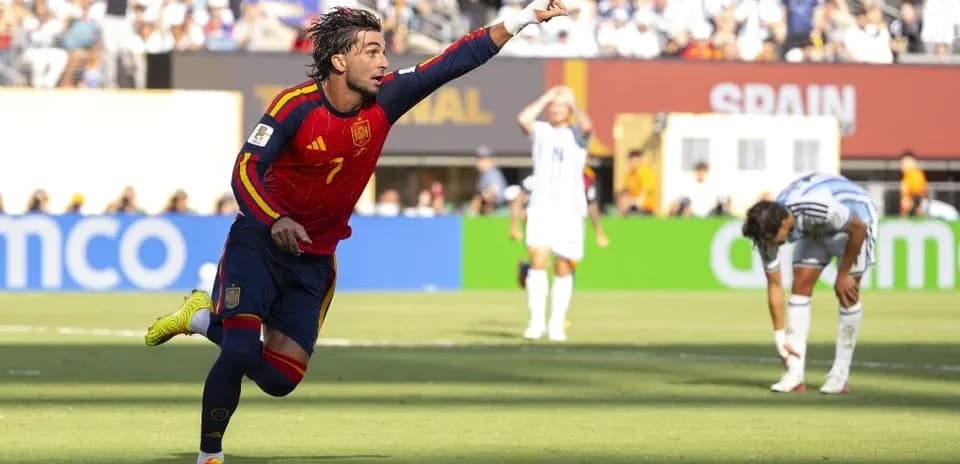 Spanish player celebrating after scoring a goal