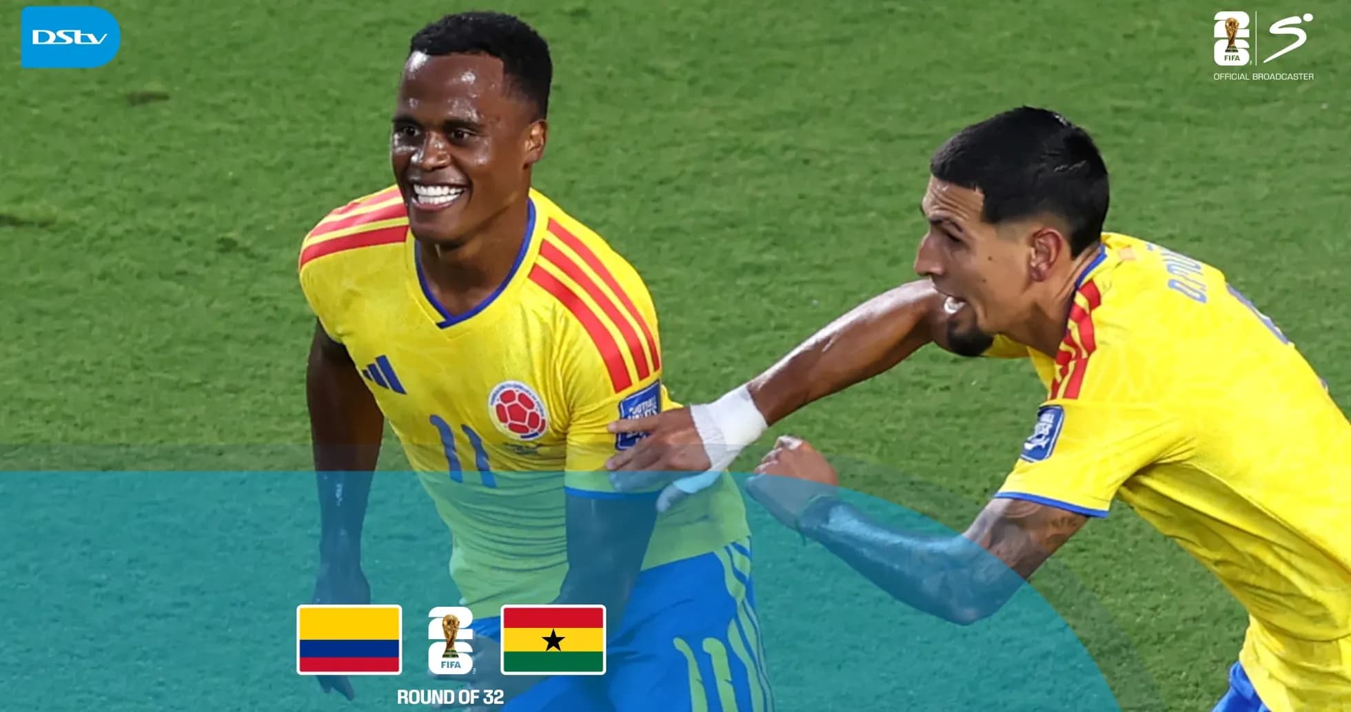 Colombian players celebrating during FIFA match