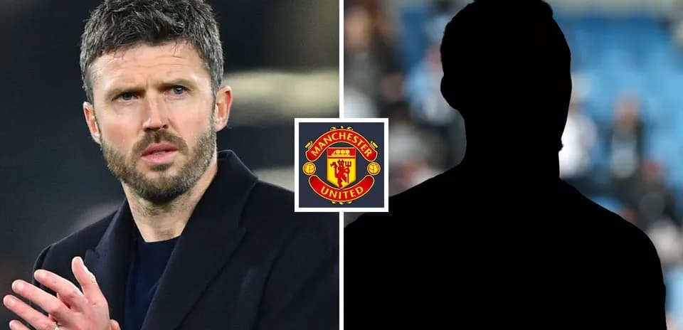 Michael Carrick and a player silhouette with Manchester United logo
