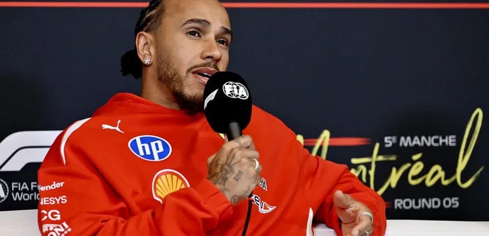 Lewis Hamilton speaking at a press conference