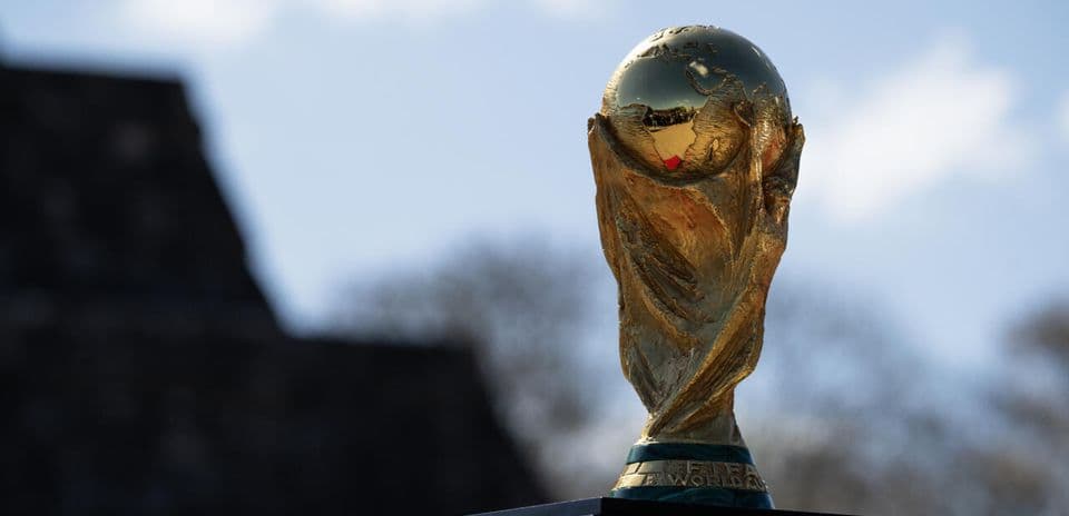 FIFA World Cup trophy against blue sky