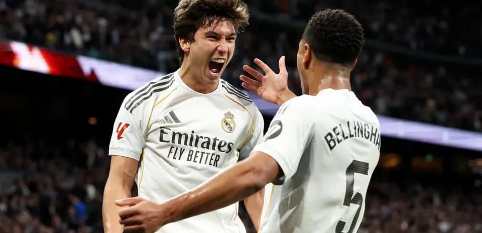 Real Madrid players celebrating a goal