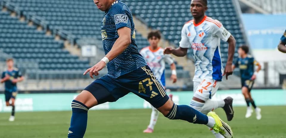 Player kicking the ball during Philadelphia Union II match