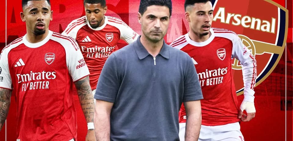 Arsenal players and manager in team graphic