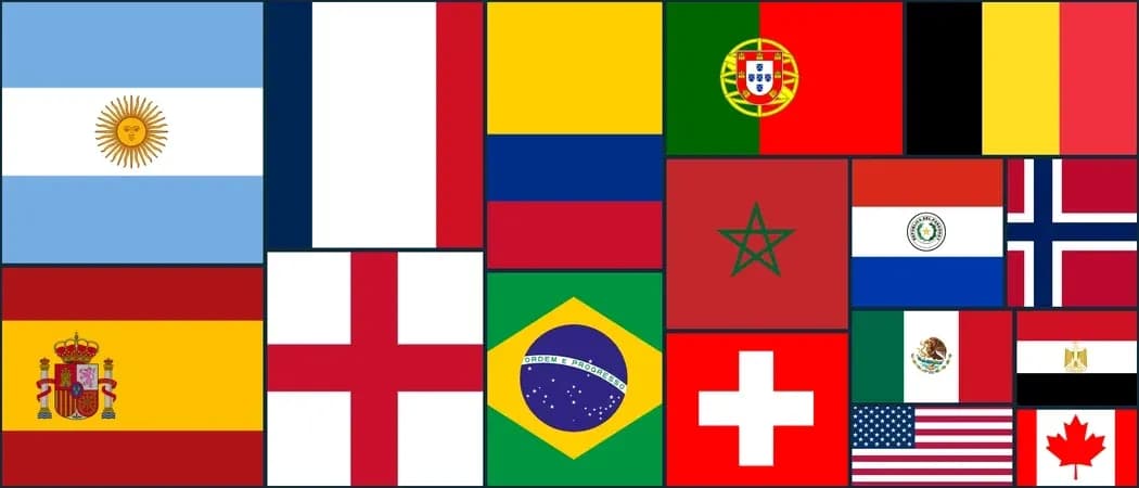Collage of various national flags displayed together
