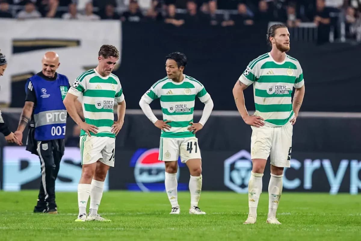 Celtic players walking off field after match