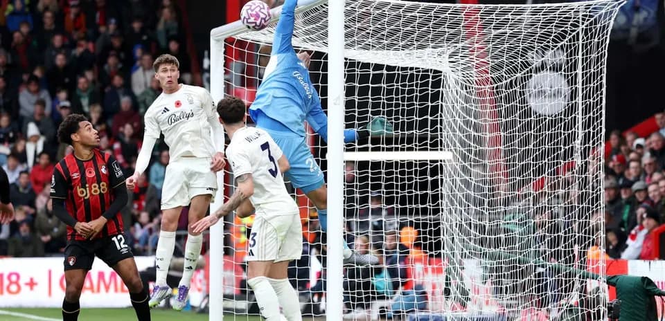 Goalkeeper making a save during Nottingham Forest match