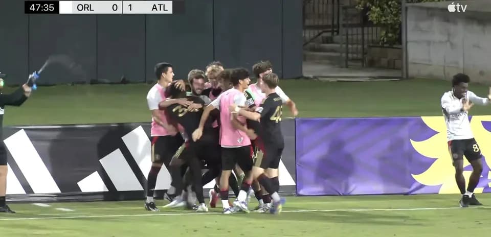 Atlanta United II players celebrating a goal