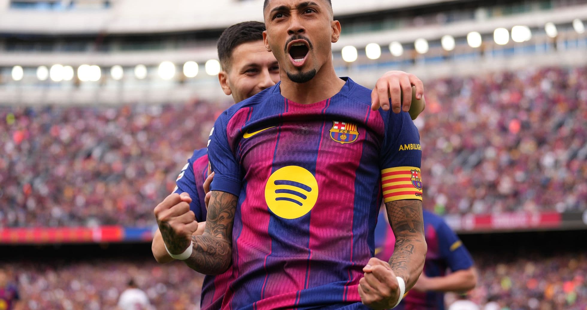 Barcelona player celebrating goal during match