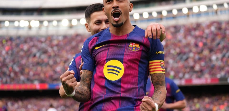 Barcelona player celebrating goal during match