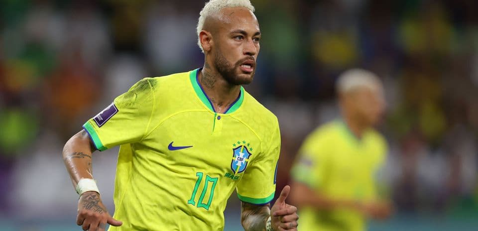 Neymar celebrating during a Brazil match