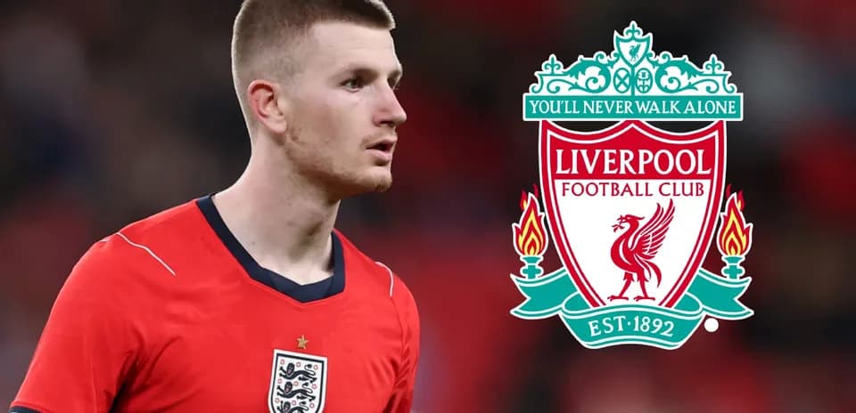 Player in England jersey with Liverpool logo