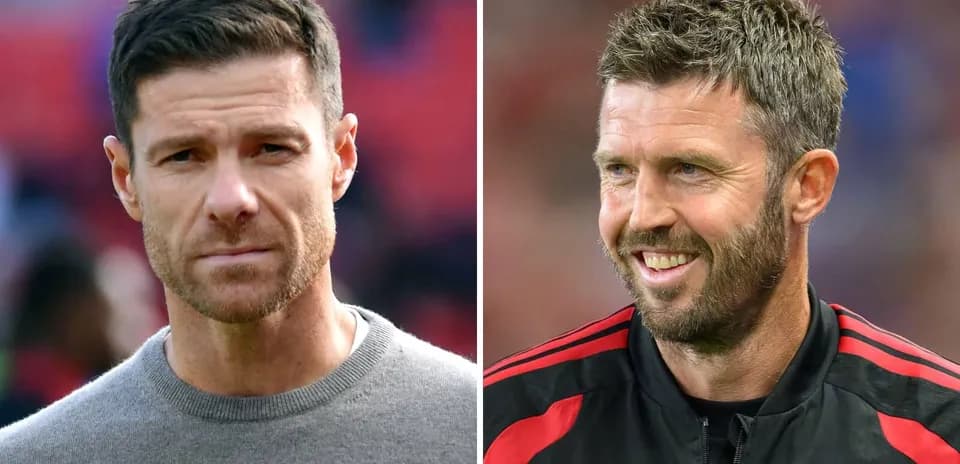 Two men side by side, one serious, one smiling