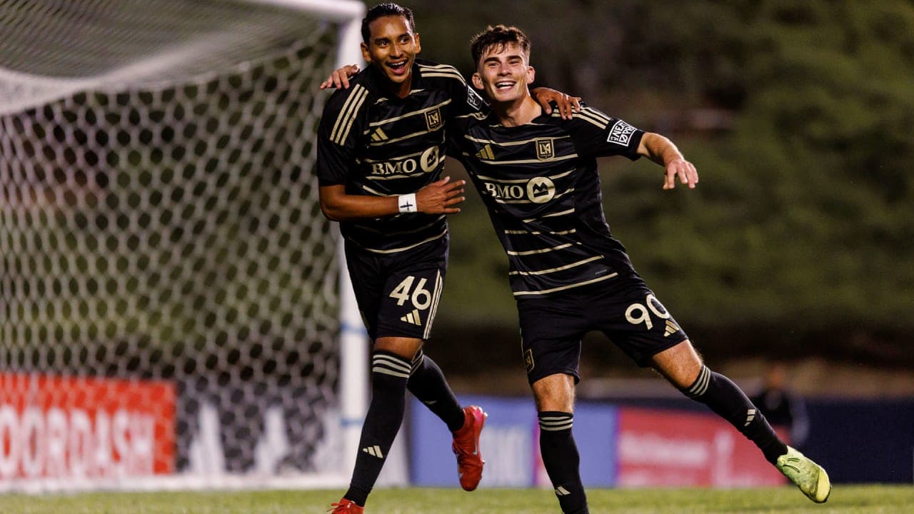 Los Angeles FC II players celebrating a goal